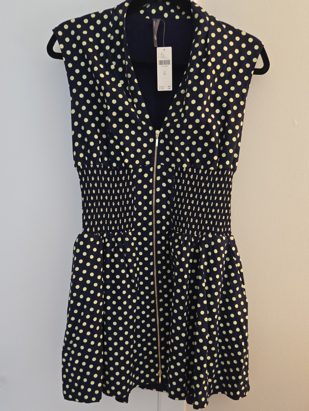 Anthropologie Polka Dot Zip-Front Sleeveless Dress